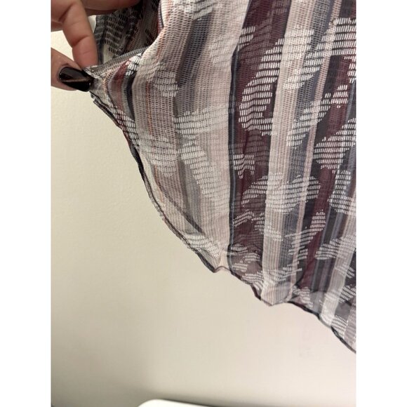 Nic + Zoe Women L Silk Sheer Y2K Indie Boho Blouse Top Geo Print Workwear Office - Picture 8 of 11